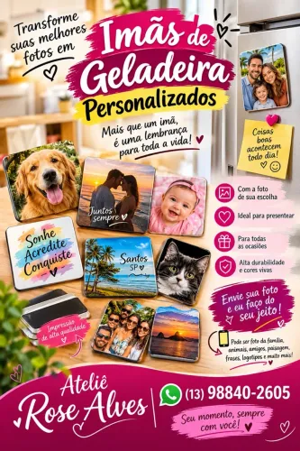 Ima de geladeira com foto personalizada