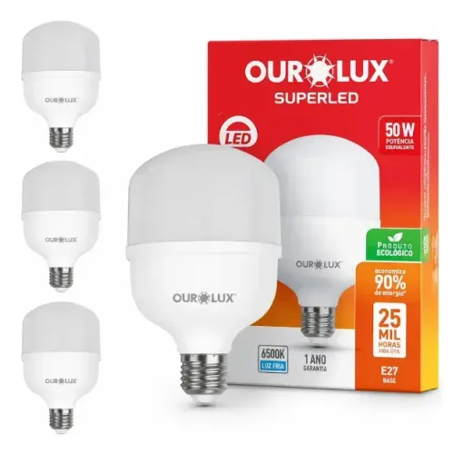 Lâmpada de Led 50w Luz Branca Ourolux Kit 3 unidades