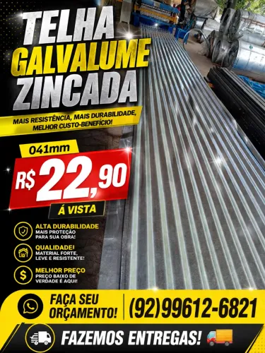 Telha Galvalume e zincadas