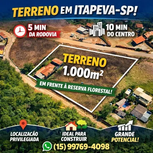 Vendo terreno 1000 MTS 8 muitos do cento de Itapeva, ótima localização, parque planalto..