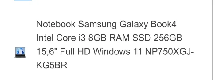 Notebook Samsung Galaxy Book 4