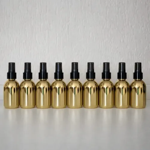 Conjunto com 10 Frascos Pet Dourado 100ml Com Válvula Spray