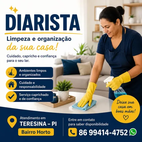 DIARISTA - LIMPEZA E ORGANIZAÇÃO