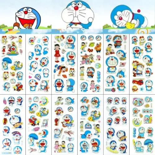 03 Cartelas De Adesivos 3d Doraemon Bolha Alto Relevo