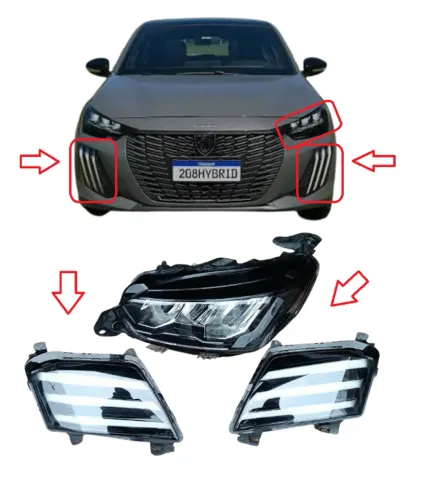 Kit de Farol de Milha + Farol Esquerdo Peugeot 208 - 2026
