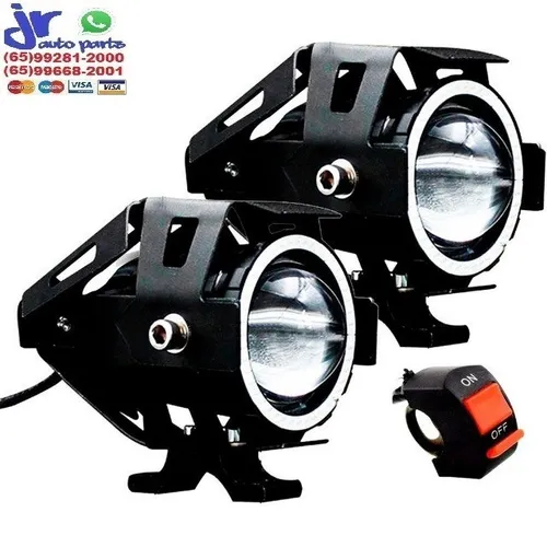 Par Farol Auxiliar Milha Universal Led Cree 5W Moto 12v Projetor
