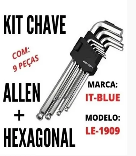 Kit Chave Allen + Hexagonal 09 peças LE-1909 It-Blue