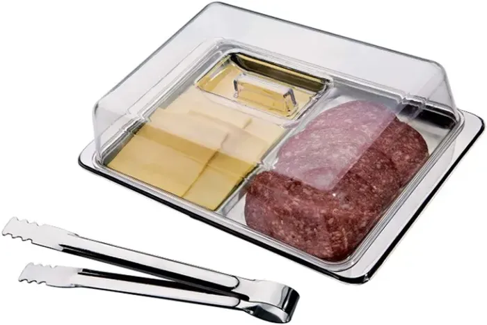 Porta Frios 3pçs Aço Inox C/tampa De Acrilico Eco-792