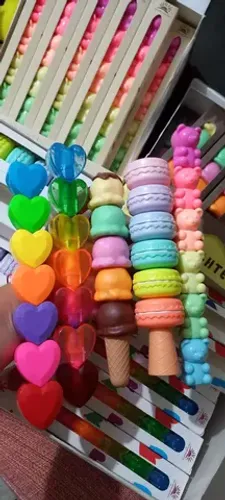 Marca Texto Fofos Kawaii - Sorvete, ursinho, macarron, coração 