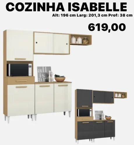 Móveis de fábrica armário de cozinha Isabelle completo com balcão - FRETE GRÁTIS 