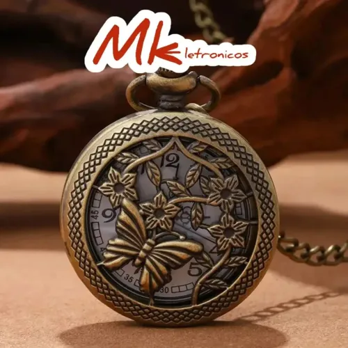 Relógio de Bolso Vintage com Detalhe de Borboleta
