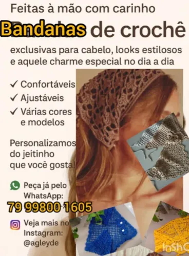 No seu jeito e estilo-Bandana e head piece de crochê