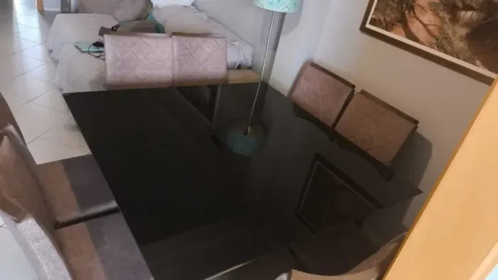 Torro Mesa de Jantar Quadrada com 8 Cadeiras Madeira/Vidro Temperado