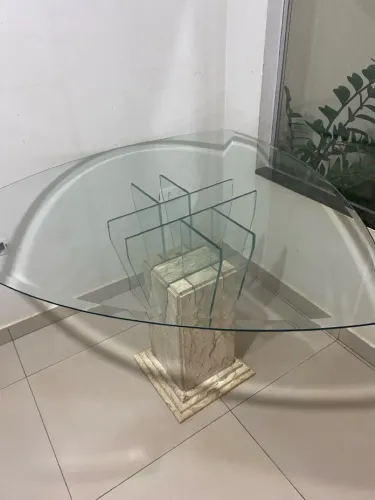 Mesa de jantar base mármore travertino