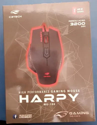 MOUSE GAMER HARPY USB MG-100BK PRETO C3TECH NOVO LACRADO FRETE GRÁTIS PARA MACEIÓ