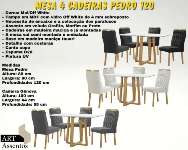 Mesa de Jantar Pedro 1,20m Pague na Entrega!