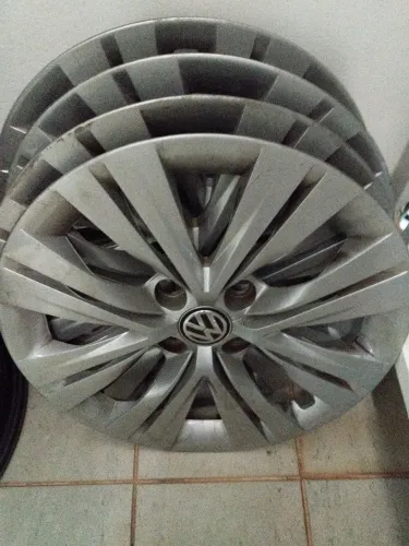Kit 4 rodas e calotas aro 15 Gol,Voyage,Polo 4x100