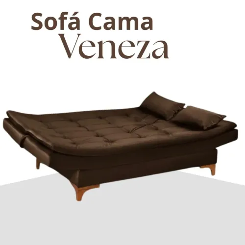 Sofa Cama Veneza Tec 193 Veludo Marrom Top Estofados