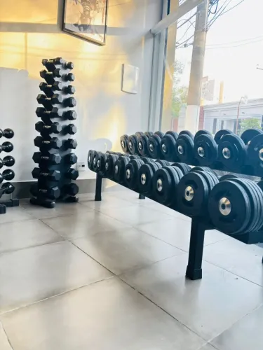 Jogo de Dumbbells Injetados 12 a 30 kg com Expositor