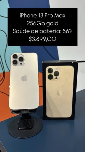 iPhone 13 Pro Max / 256GB / Saúde de bateria 86% / R$ 3.899,00