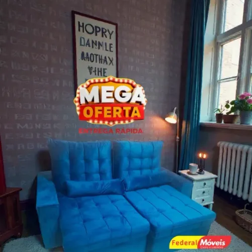 Sofá Retrátil e Reclinável 2,00M D33 AZUL (SUPER OFERTA)