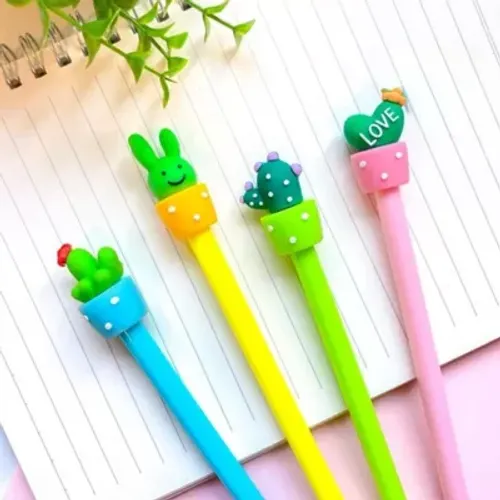 Caneta Gel Vaso De Cactos Love Pelúcia Papelaria