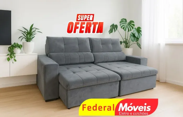 Sofá 2 Lugares Retrátil e Reclinável 2,30m - Sofisticação e conforto incomparáveis!