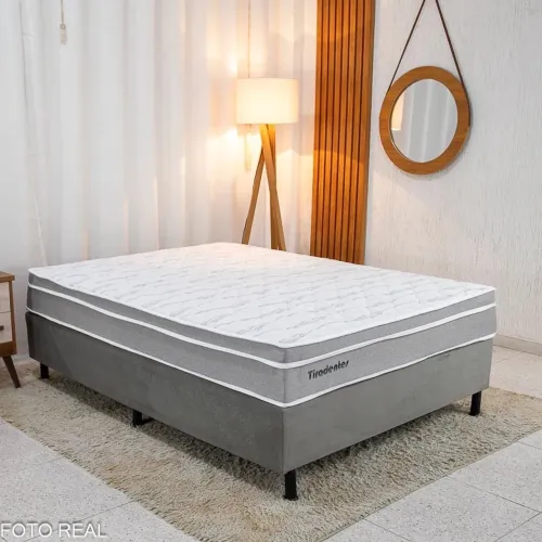 Box Casal Sued+ Colchão Casal Tiradentes Linho Molas Ensacadas - Produto novo