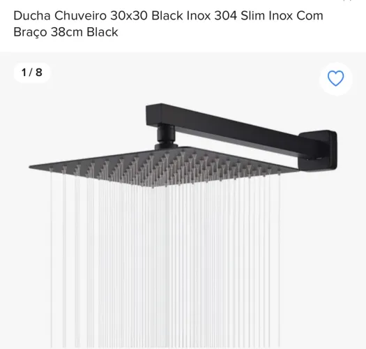 Ducha quadrada slim preto fosco excelente