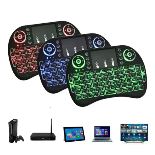 Mini Teclado Keyboard Controle Sem Fio Wireless Iluminado Luz Led para Smart Tv Tv box Pc
