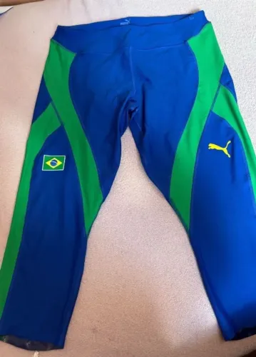 legging puma seleção brasileira azul g/gg