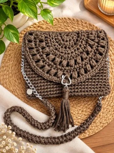 Bolsa crochê com fio náutico