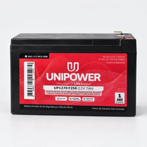 Bateria Unipower 12V 7Ah - Caixa com 5 Unidades