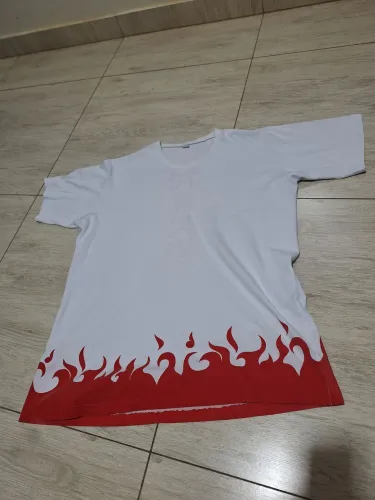 Camiseta Branca Streetwear Oversized GG Estampa Chamas e Kanji