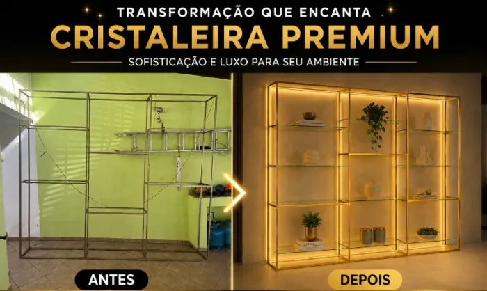 CRISTALEIRA PREMIUM 3M LED DOURADA | ADEGA DECORATIVA | ALTO PADRÃO