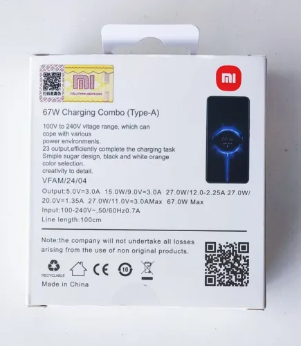 Carregador xiaomi original 67w