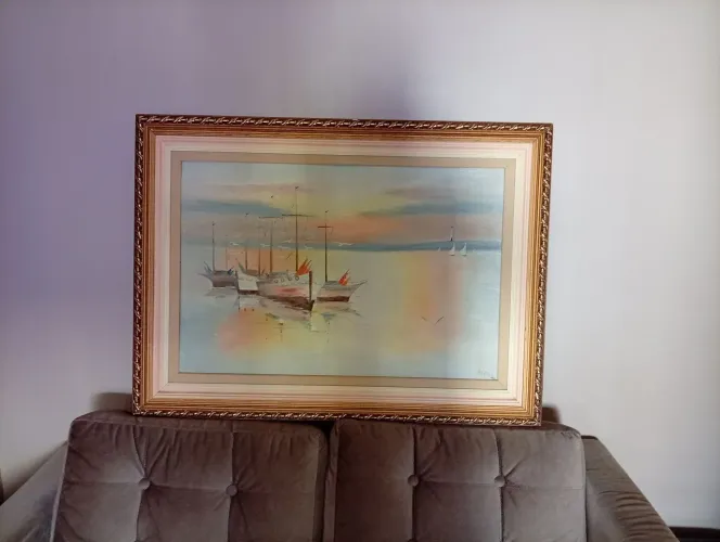 Lindo quadro de pintura a óleo antigo, passo cartão sem juros.