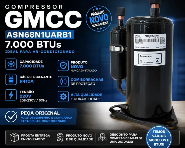 Compressor GMCC 7.000 BTUs R410A 220V Novo - ASN68N1UARB1