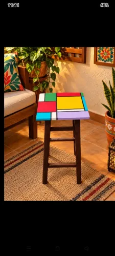 Banqueta c pintura artesanal, única