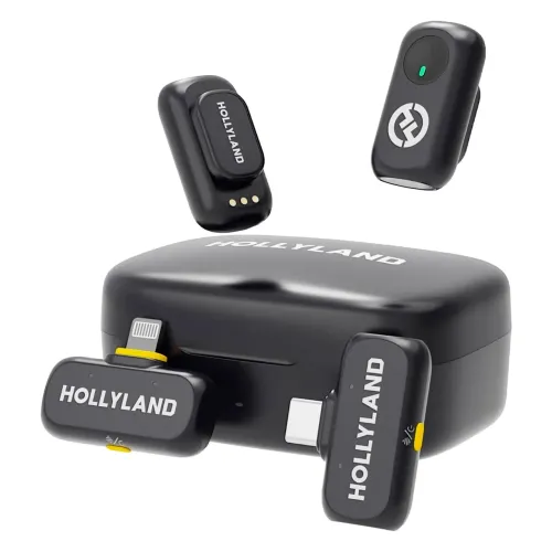 Microfone Lapela Hollyland Lark A1 Combo Sem Fio para Smartphone - Preto