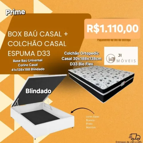 Cama box baú + colchão de molas casal