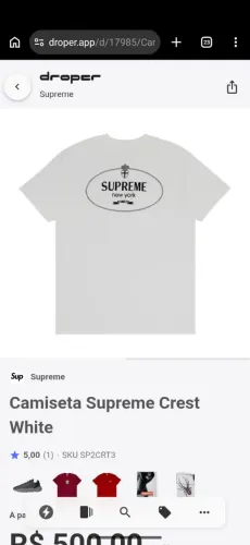 vendo camisa suprema Crist White tamanho l, original