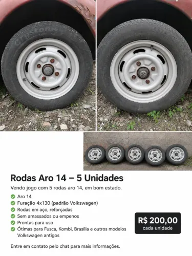 Roda de Aço Aro 14 Volkswagen - 4 Furos