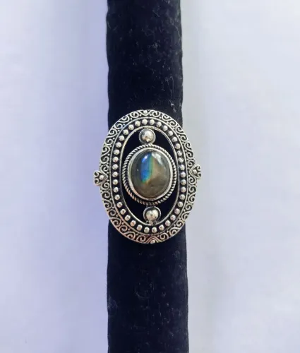 Anel prata 925 labradorita 