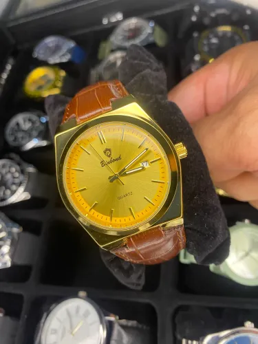 Relógio Masculino Original Dourado em Couro