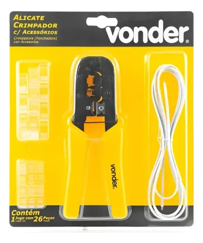 Alicate Crimpador Catraca Rj11 Rj12 Rj45 + 26 Peças Vonder