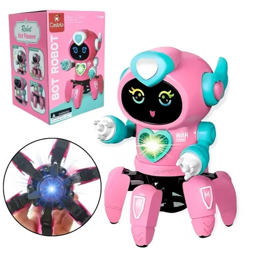 Brinquedo Robô Aranha Dançarino Som Luz Colorido