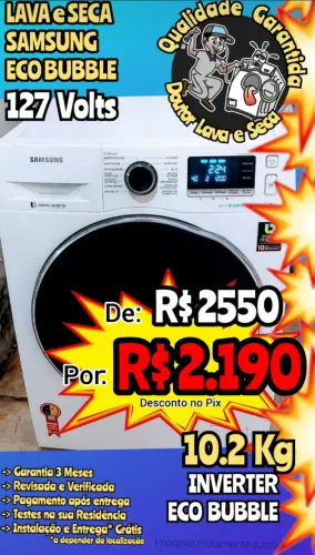 LAVA E SECA SAMSUNG 10.2kg Cristal Blue Inverter GARANTIA! ENTREGA GRÁTIS*!
