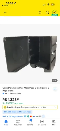 Baú para moto extra grande com suporte removível