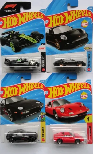 hot wheels combo 4 minis formula 1 sauber + ferrari dino + porsche carrera + 1983 porsche 